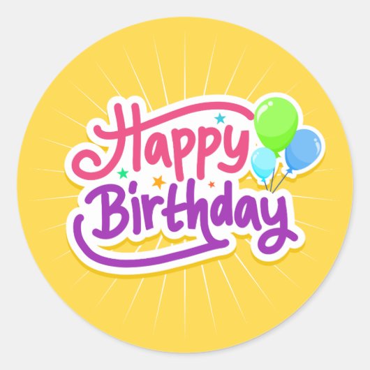 Joyeux Stickers Anniversaire en Jaune (Devant)