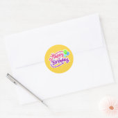 Joyeux Stickers Anniversaire en Jaune (Enveloppe)