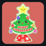 Joyeux Stickers Cadeaux Kawaii Christmas Tree<br><div class="desc">Joyeux stickers Arbre de Noël Kawaii pour orner les cartes ou les cadeaux. Jamie Wogan Edwards</div>
