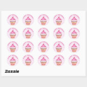 Joyeux Stickers Cupcake Anniversaire rose et blanc (Feuille)