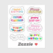 Joyeux Stickers de mots d'anniversaire (Feuille)