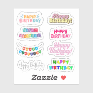 Joyeux Stickers de mots d'anniversaire