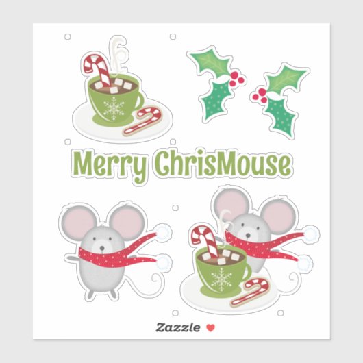 Joyeux stickers en vinyle sur mesure ChrisMouse (Feuille)