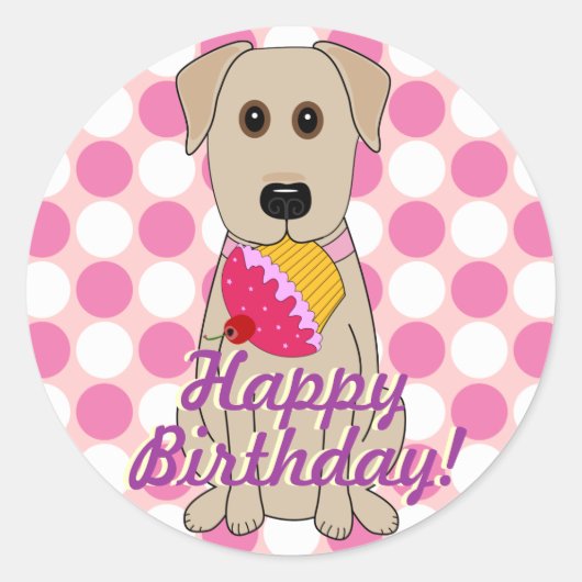 Joyeux Stickers Labrador Jaune anniversaire (Devant)