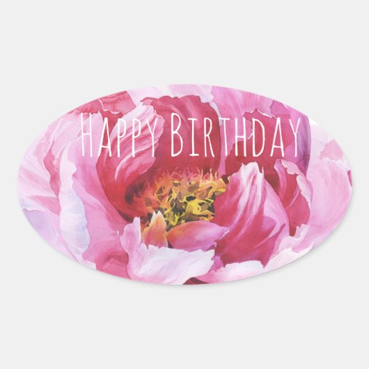 Joyeux Stickers Ovaux Pink Peony (Devant)