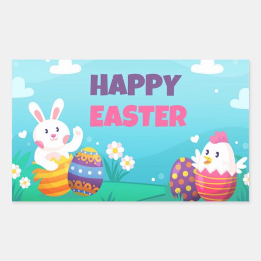 Joyeux Stickers Rectangle de Pâques (Devant)