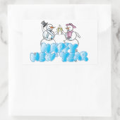 Joyeux Stickers Rectangle du Nouvel An / Snowmen (Sac)