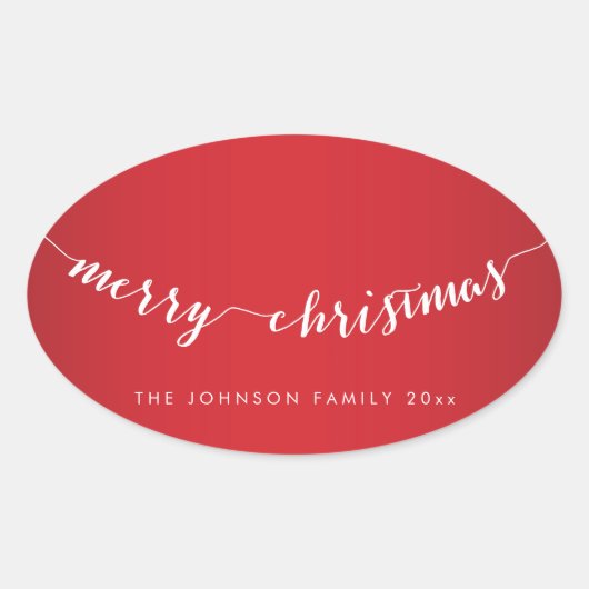 Joyeux Stickers Rouge ovale de Noël (Devant)