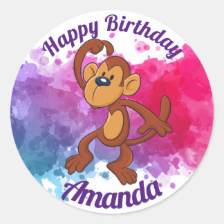 Joyeux Stickers Singe d'Anniversaire