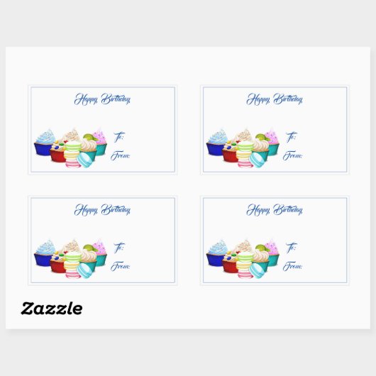 Joyeux Stickers Tag de gâteaux d'anniversaire (Feuille)