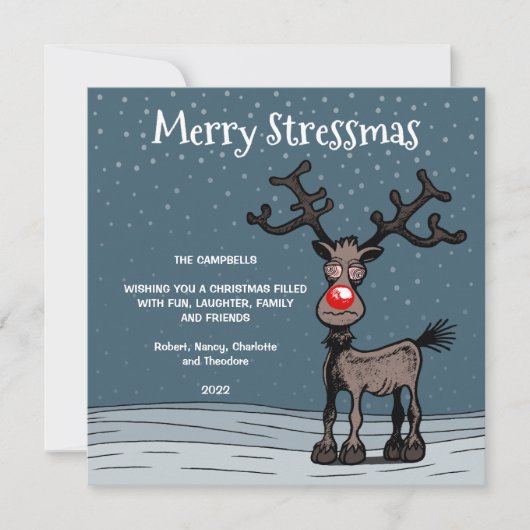 Joyeux Stress Noël avec carte de Noël de Rudolph (Devant)