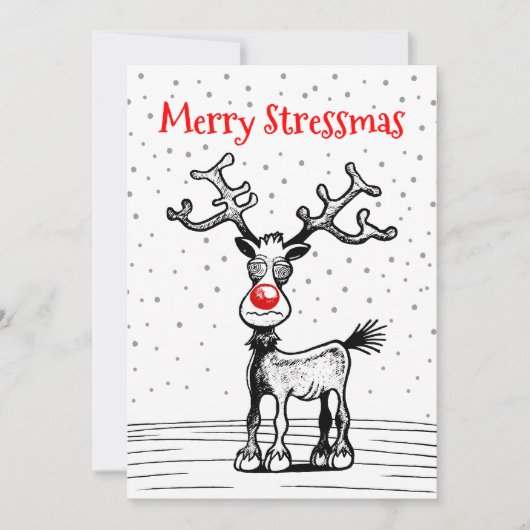 Joyeux Stress Noël avec carte de Noël de Rudolph (Devant)