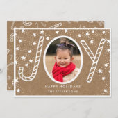 Joyeux Sucre de canne | Carte Rustique Kraft Holid (Devant / Derrière)