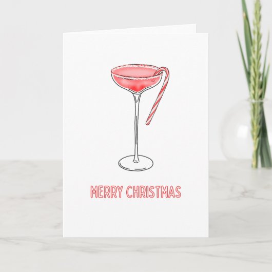 Joyeux Sucre de canne de Noël Cocktail Carte de No (Devant)