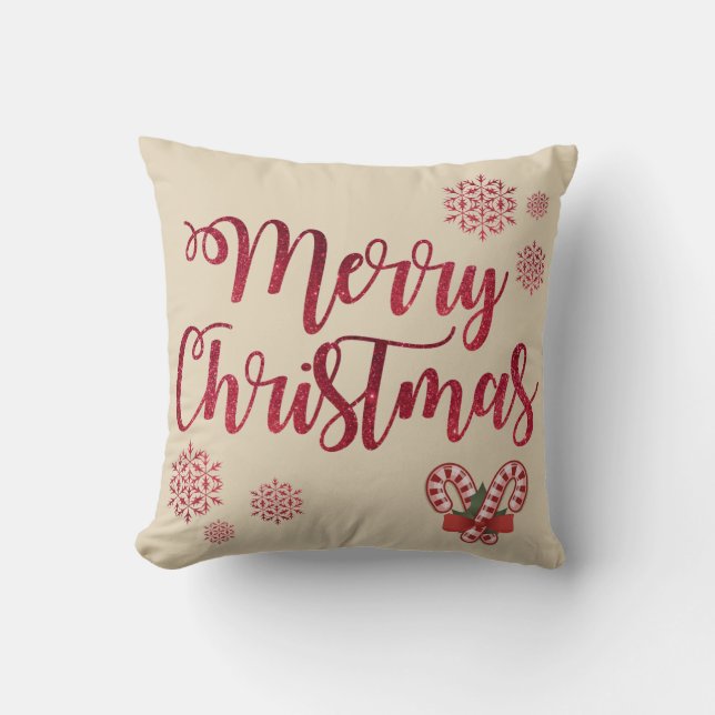 Joyeux Sucre de canne de Noël Coussin (Recto)