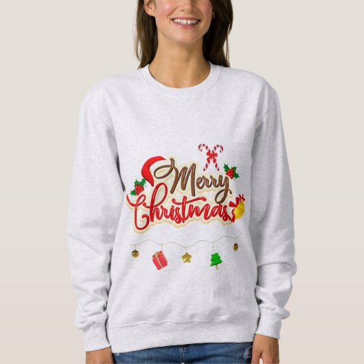 Joyeux Sweatshirt de Noël en couleur cendrée (Devant)