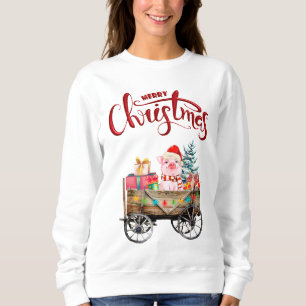 Joyeux Sweatshirt de porc de Noël