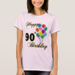 Joyeux T-shirt 90e anniversaire<br><div class="desc">Joyeux 90e anniversaire - design d'anniversaire pour un 90e anniversaire spécial. Idéal pour n'importe quel 90 ans ! Oh - Soyons les premiers à dire "Joyeux anniversaire" ! Customisez ce design en ajoutant un nom ou même déplacer l'image autour !</div>