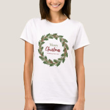 Joyeux T-shirt de couronne de Noël pour femmes