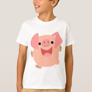 Joyeux T-shirt d'enfants de porc de bande dessinée