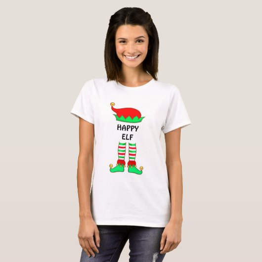 Joyeux T-shirt Elf de Noël moderne (Devant entier)
