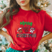 Joyeux T-shirt Empreinte de patte de Noël