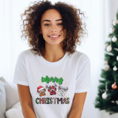 Joyeux T-shirt Empreinte de patte de Noël