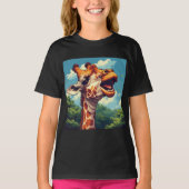 Joyeux T-shirt Giraffe Pixel Art (Devant)