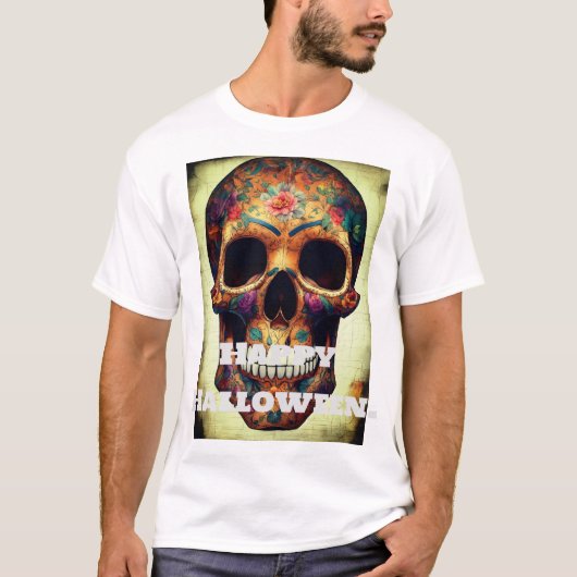 "Joyeux T-shirt Halloween Skeleton Print. (Devant)