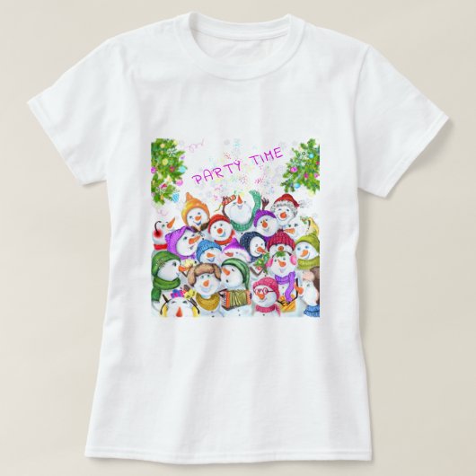 Joyeux T-shirt Noël des Snowmans (Design devant)