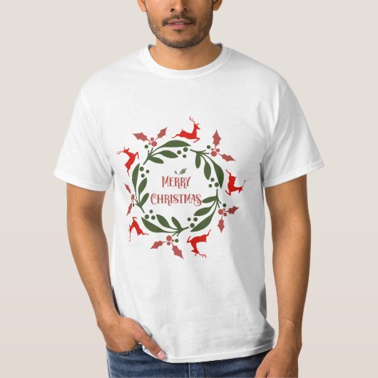 Joyeux T-shirt valeur rennes de Noël (Devant)