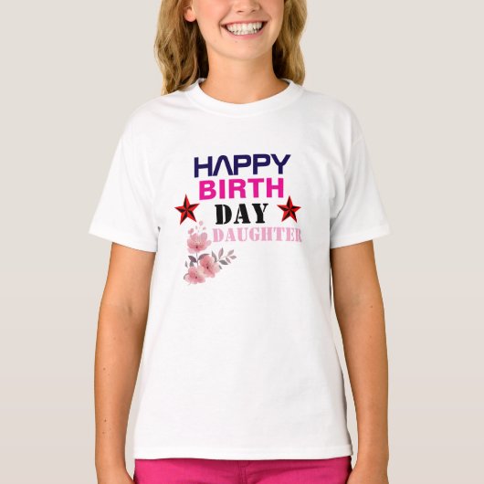 Joyeux T-shirts de filles pour le Jour de la Naiss (Devant)