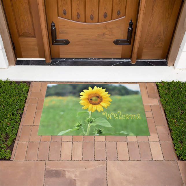 Joyeux tapis de porte de tournesol (De plein air)