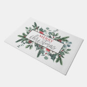 Joyeux tapis de porte fleurie hiver Noël (Incliné)
