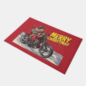 Joyeux tapis de porte Père Noël de Christmas Biker (Incliné)