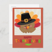 Joyeux Thanksgiving Jolie Carte De Vœu Dinde De De (Devant / Derrière)