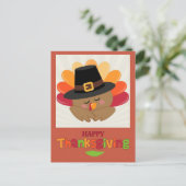 Joyeux Thanksgiving Jolie Carte De Vœu Dinde De De (Debout devant)