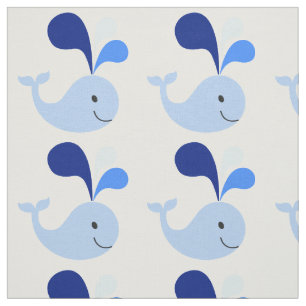 Joyeux tissu de baleine bleue mignonne