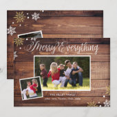 Joyeux Tout-2 Photo Carte de vacances en bois fonc (Devant / Derrière)