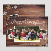 Joyeux Tout-3 Photo Carte de vacances en bois fonc (Devant / Derrière)