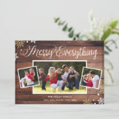 Joyeux Tout-3 Photo Carte de vacances en bois fonc (Debout devant)