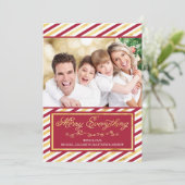 Joyeux tout Carte photo de bande rouge et or (Debout devant)