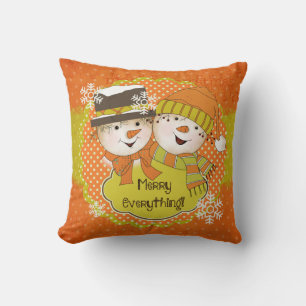 Joyeux Tout Snowmen Couple Coussin de vacances