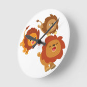 Joyeux Trio de mignonette caricature Lions horloge (Angle)