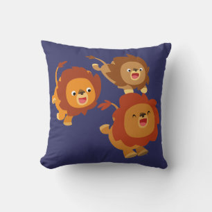 Joyeux trio de mignons Coussin de Lions caricatura