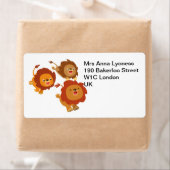 Joyeux trio de mignons Étiquette de Lions caricatu (En situation)