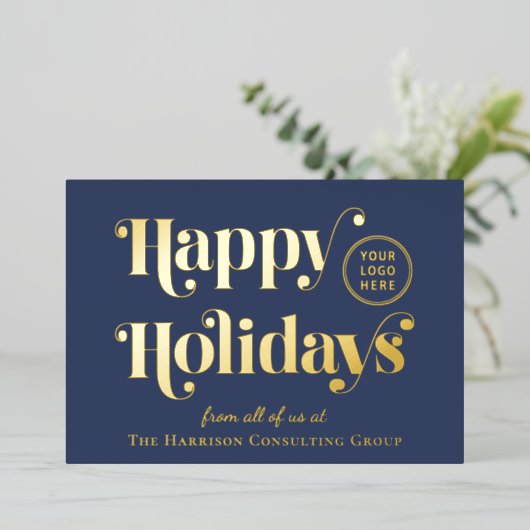 Joyeux Vacances d'affaires Logo Bleu Noël (Debout devant)