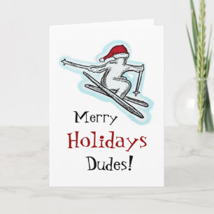 Joyeux vacances Dudes amusants ski cartes de Noël
