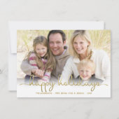 Joyeux Vacances Gold Script Lettrer Carte photo (Devant)