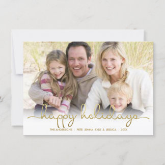 Joyeux Vacances Gold Script Lettrer Carte photo